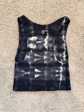 Women's Black Tie-Dye Ribbed Racerback Tank Top